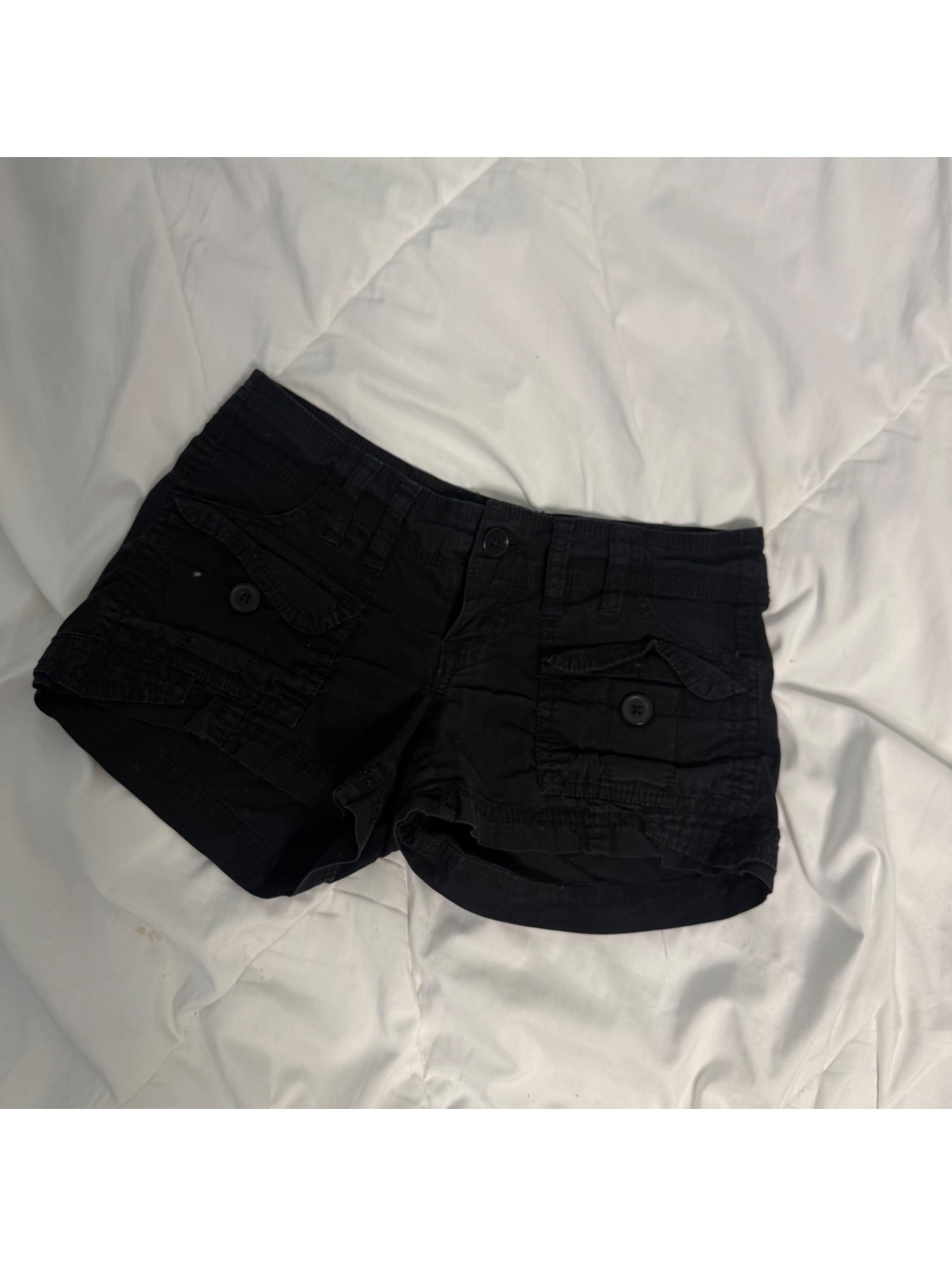 american rag cie vintage 2000s y2k black cargo shorts size 0
